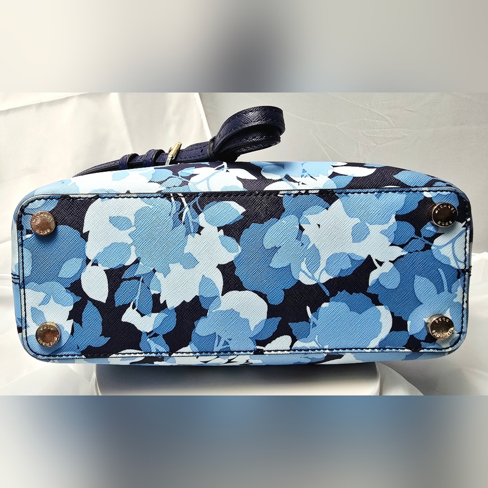 Michael Kors Hailee XS Crossbody Satchel in Navy Floral with Gold-tone Hardware - Picture 7 of 16